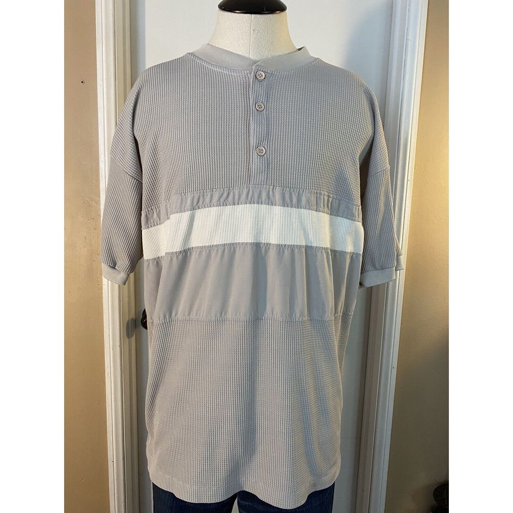 Vintage Hukapoo Shirt  Mens Large Multicolor Henley Buttoned Style Long‎ Sleeve